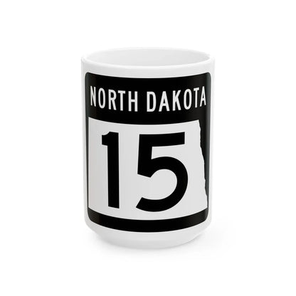 ND-15 2015 (North Dakota) (Road Sign) White Coffee Mug 15oz - Go Mug Yourself