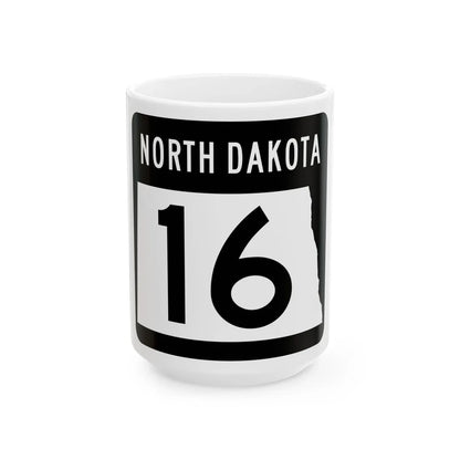 ND-16 2015 (North Dakota) (Road Sign) White Coffee Mug 15oz - Go Mug Yourself