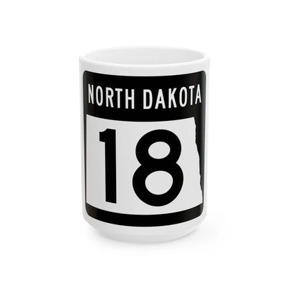 ND-18 2015 (North Dakota) (Road Sign) White Coffee Mug 15oz - Go Mug Yourself