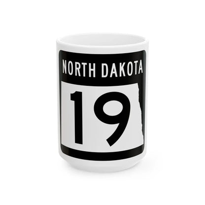 ND-19 2015 (North Dakota) (Road Sign) White Coffee Mug 15oz - Go Mug Yourself