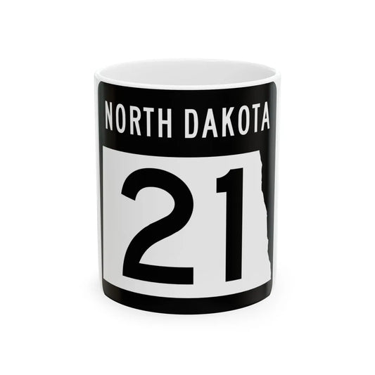 ND-21 2015 (North Dakota) (Road Sign) White Coffee Mug 11oz - Go Mug Yourself