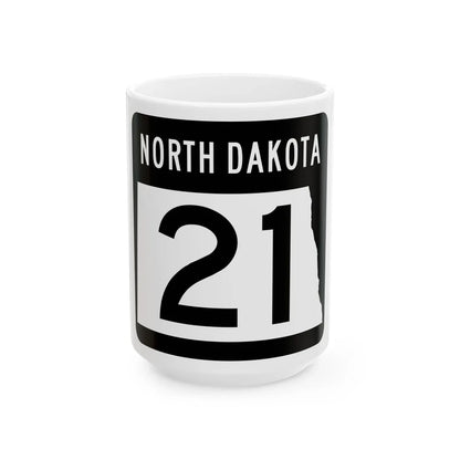 ND-21 2015 (North Dakota) (Road Sign) White Coffee Mug 15oz - Go Mug Yourself