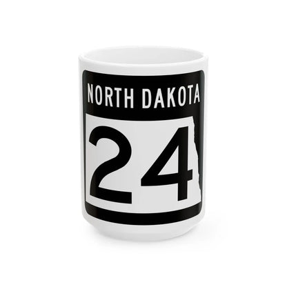 ND-24 2015 (North Dakota) (Road Sign) White Coffee Mug 15oz - Go Mug Yourself