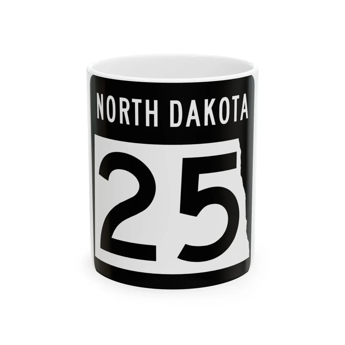 ND-25 2015 (North Dakota) (Road Sign) White Coffee Mug 11oz - Go Mug Yourself