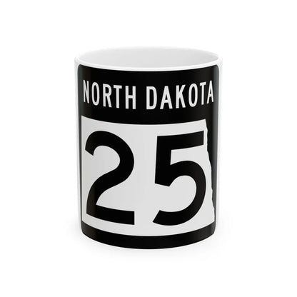 ND-25 2015 (North Dakota) (Road Sign) White Coffee Mug 11oz - Go Mug Yourself