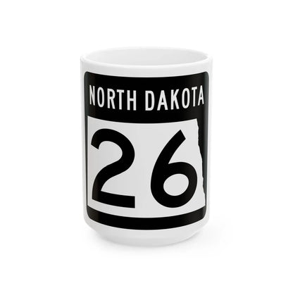 ND-26 2015 (North Dakota) (Road Sign) White Coffee Mug 15oz - Go Mug Yourself