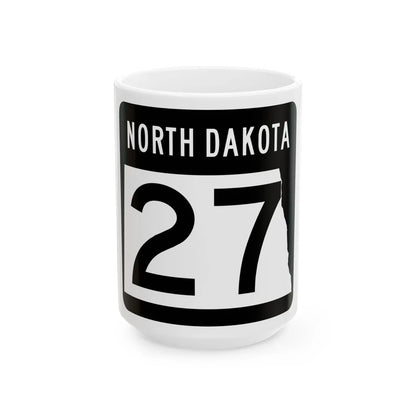 ND-27 2015 (North Dakota) (Road Sign) White Coffee Mug 15oz - Go Mug Yourself