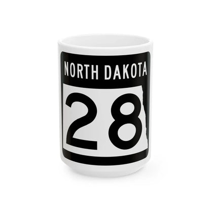 ND-28 2015 (North Dakota) (Road Sign) White Coffee Mug 15oz - Go Mug Yourself