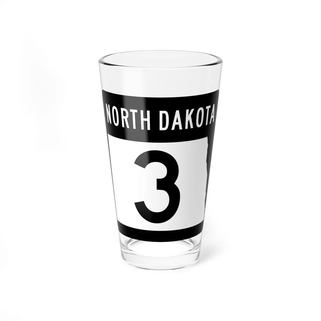 ND-3 2015 (North Dakota) (Road Sign) Pint Glss 16oz 16oz - Go Mug Yourself