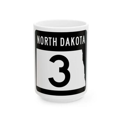ND-3 2015 (North Dakota) (Road Sign) White Coffee Mug 15oz - Go Mug Yourself