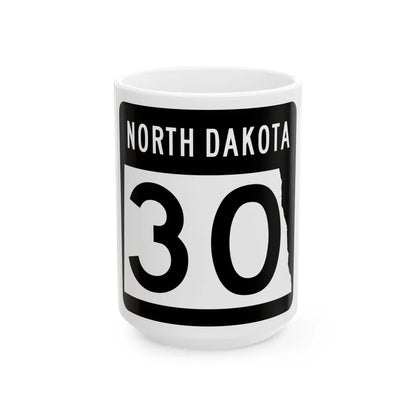 ND-30 2015 (North Dakota) (Road Sign) White Coffee Mug 15oz - Go Mug Yourself