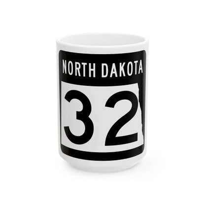 ND-32 2015 (North Dakota) (Road Sign) White Coffee Mug 15oz - Go Mug Yourself