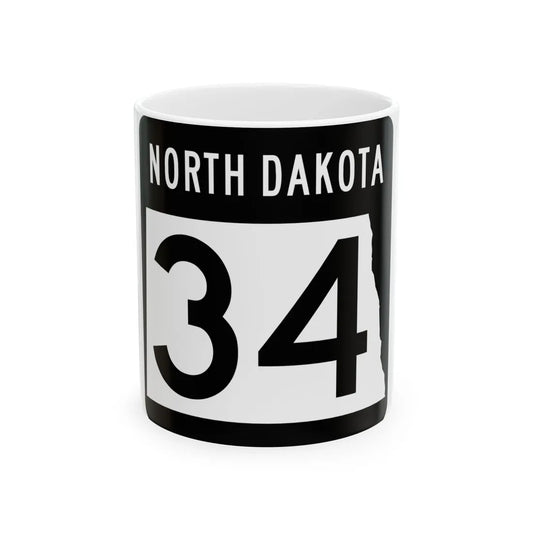 ND-34 2015 (North Dakota) (Road Sign) White Coffee Mug 11oz - Go Mug Yourself