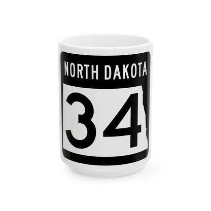 ND-34 2015 (North Dakota) (Road Sign) White Coffee Mug 15oz - Go Mug Yourself