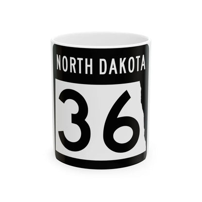 ND-36 2015 (North Dakota) (Road Sign) White Coffee Mug 11oz - Go Mug Yourself