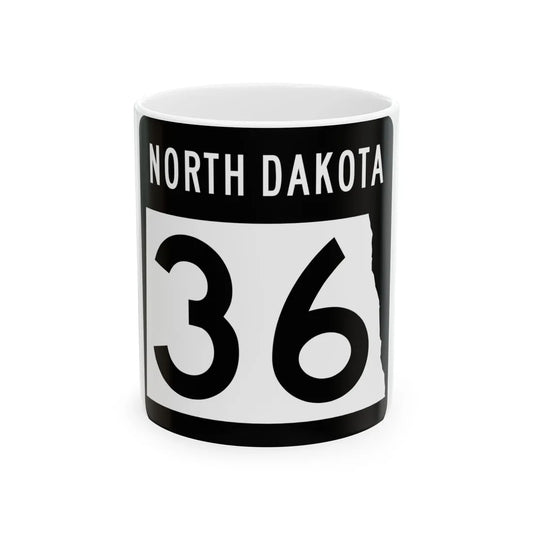 ND-36 2015 (North Dakota) (Road Sign) White Coffee Mug 11oz - Go Mug Yourself