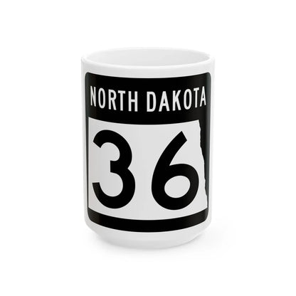 ND-36 2015 (North Dakota) (Road Sign) White Coffee Mug 15oz - Go Mug Yourself
