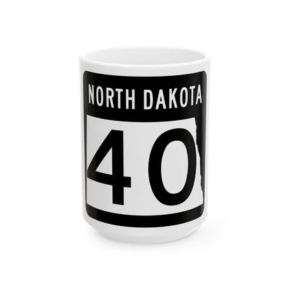 ND-40 2015 (North Dakota) (Road Sign) White Coffee Mug 15oz - Go Mug Yourself