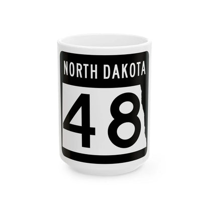 ND-48 2015 (North Dakota) (Road Sign) White Coffee Mug 15oz - Go Mug Yourself