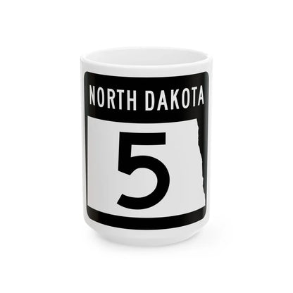 ND-5 2015 (North Dakota) (Road Sign) White Coffee Mug 15oz - Go Mug Yourself
