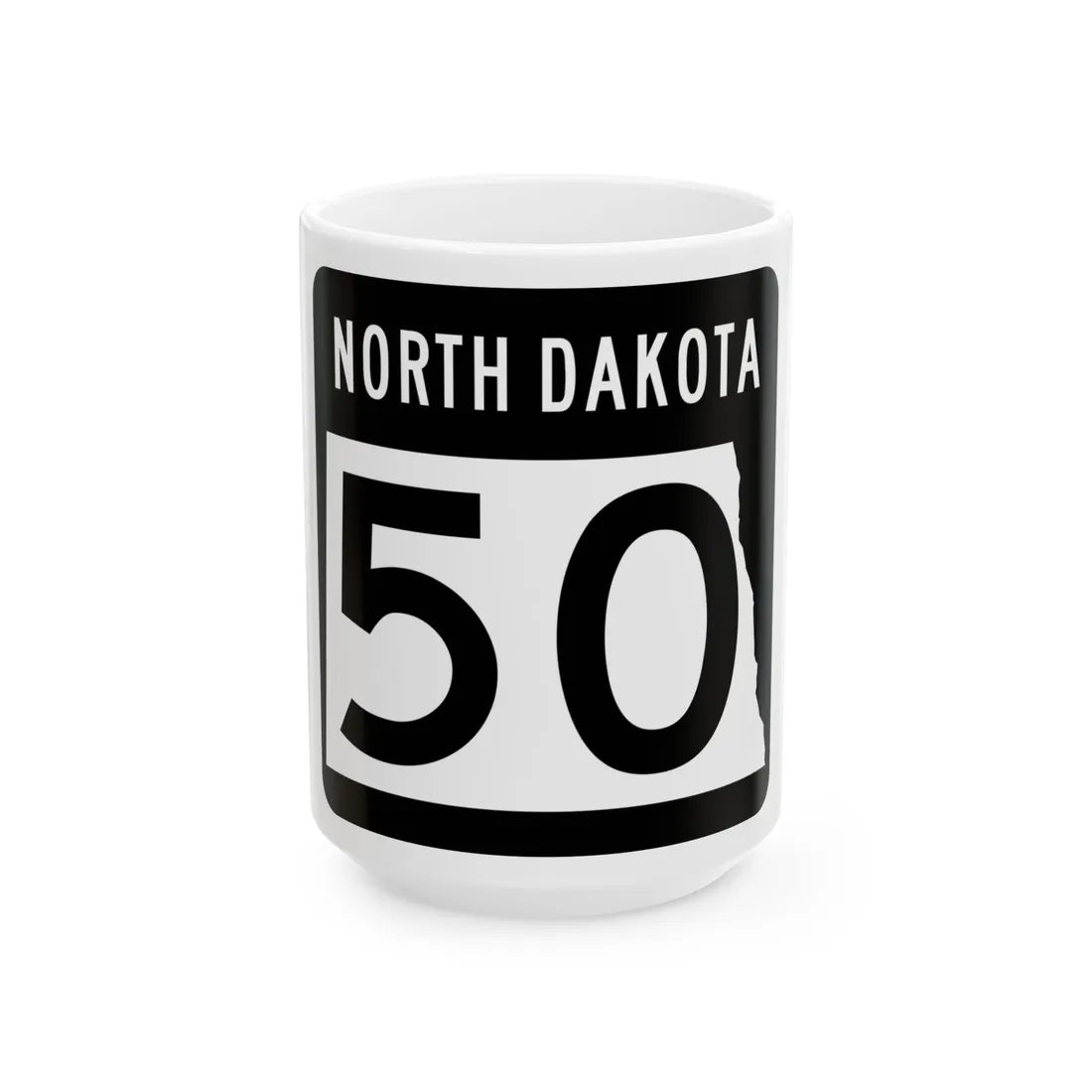 ND-50 2015 (North Dakota) (Road Sign) White Coffee Mug 15oz - Go Mug Yourself