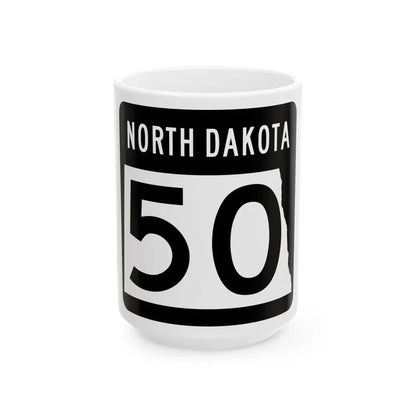 ND-50 2015 (North Dakota) (Road Sign) White Coffee Mug 15oz - Go Mug Yourself