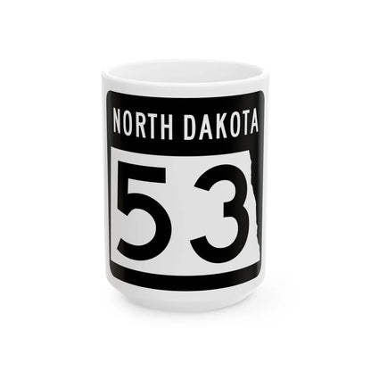 ND-53 2015 (North Dakota) (Road Sign) White Coffee Mug 15oz - Go Mug Yourself