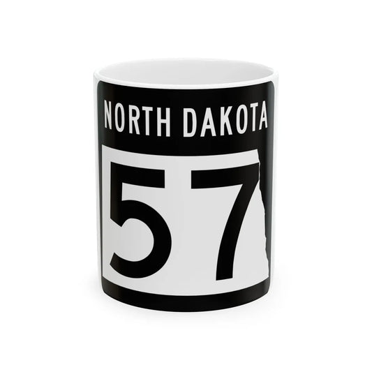 ND-57 2015 (North Dakota) (Road Sign) White Coffee Mug 11oz - Go Mug Yourself