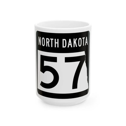 ND-57 2015 (North Dakota) (Road Sign) White Coffee Mug 15oz - Go Mug Yourself