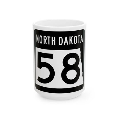 ND-58 2015 (North Dakota) (Road Sign) White Coffee Mug 15oz - Go Mug Yourself