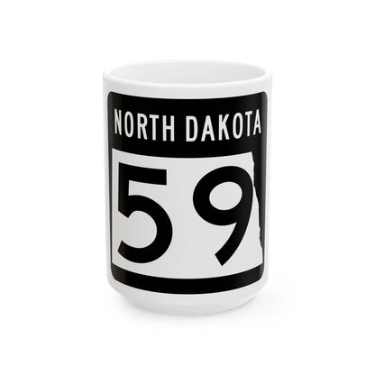 ND-59 2015 (North Dakota) (Road Sign) White Coffee Mug 15oz - Go Mug Yourself