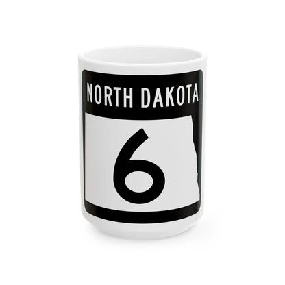 ND-6 2015 (North Dakota) (Road Sign) White Coffee Mug 15oz - Go Mug Yourself