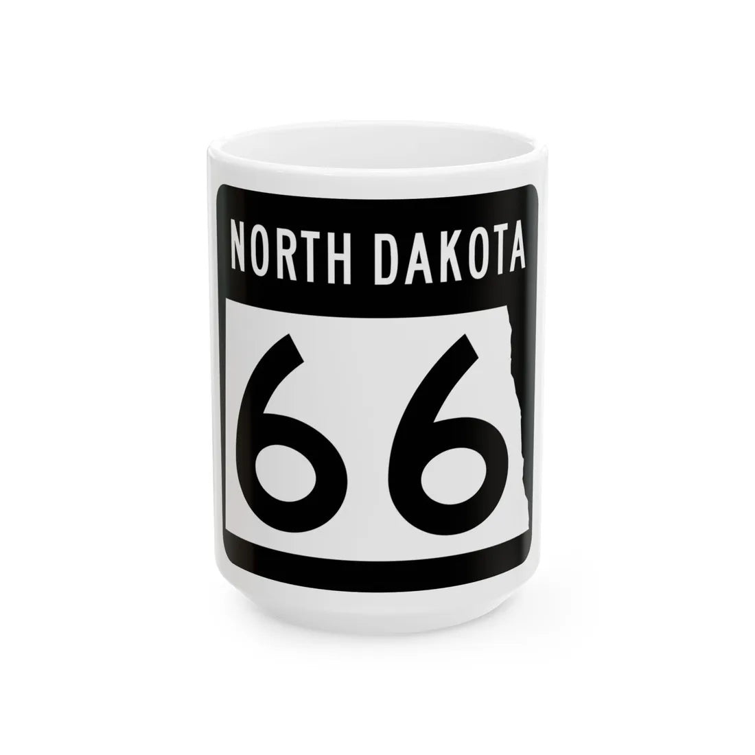 ND-66 2015 (North Dakota) (Road Sign) White Coffee Mug 15oz - Go Mug Yourself