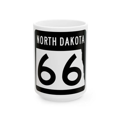 ND-66 2015 (North Dakota) (Road Sign) White Coffee Mug 15oz - Go Mug Yourself