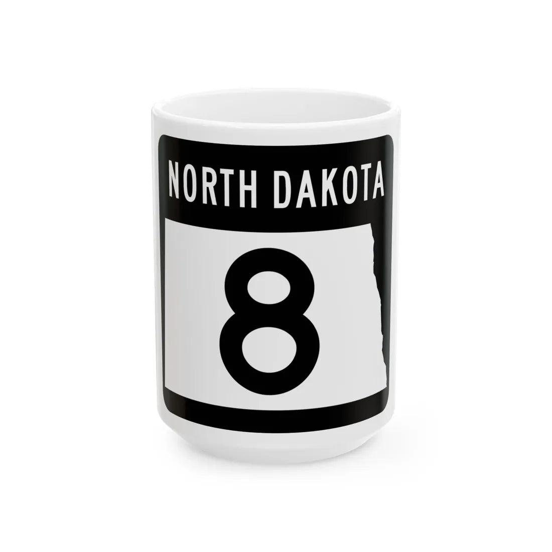 ND-8 2015 (North Dakota) (Road Sign) White Coffee Mug 15oz - Go Mug Yourself