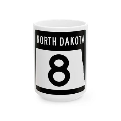 ND-8 2015 (North Dakota) (Road Sign) White Coffee Mug 15oz - Go Mug Yourself