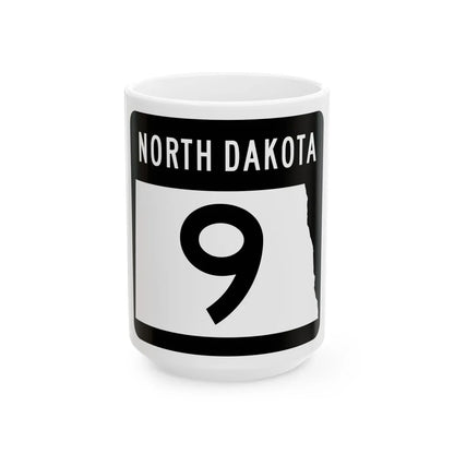 ND-9 2015 (North Dakota) (Road Sign) White Coffee Mug 15oz - Go Mug Yourself