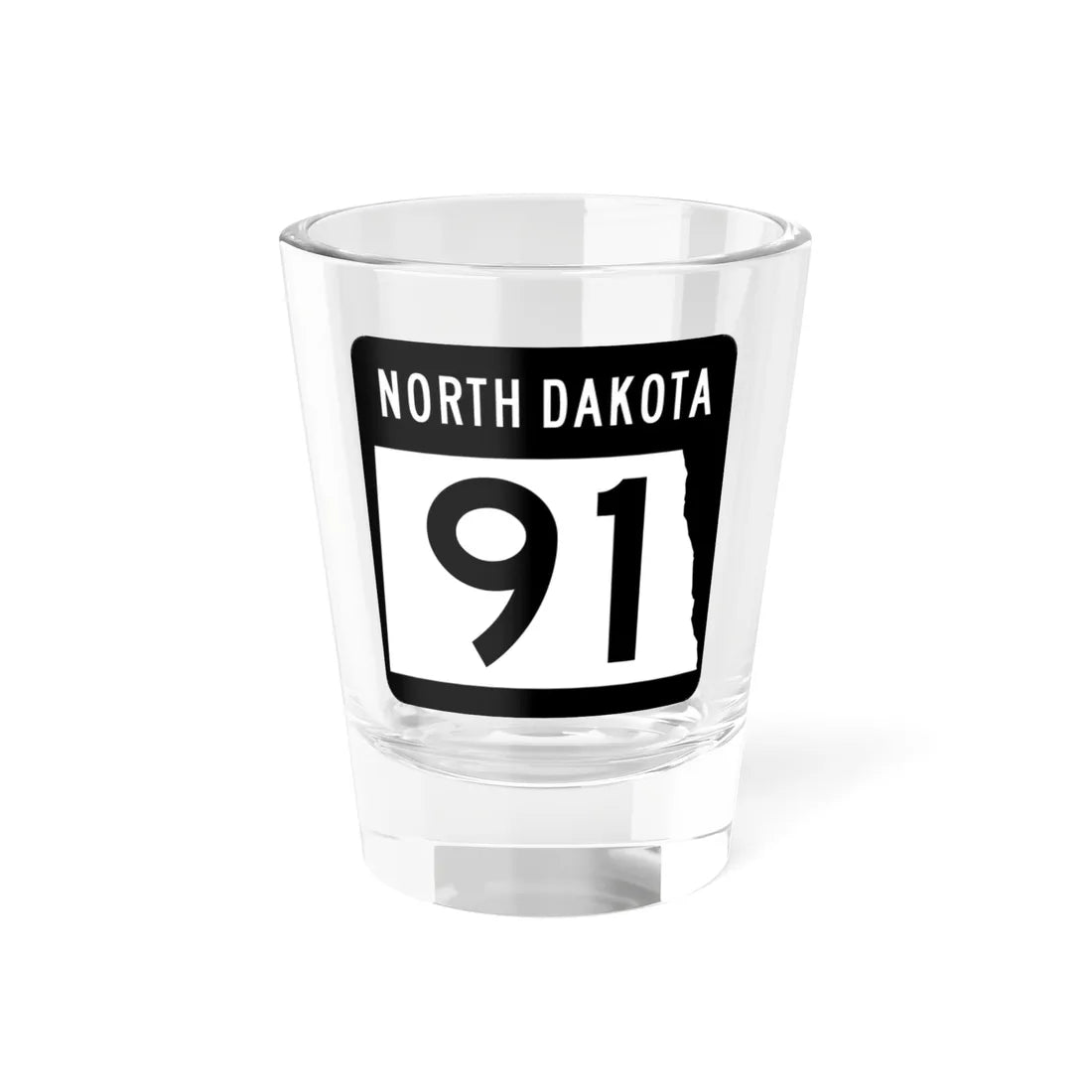 ND-91 2015 (North Dakota) (Road Sign) Shot Glass 1.5oz 1.5oz - Go Mug Yourself