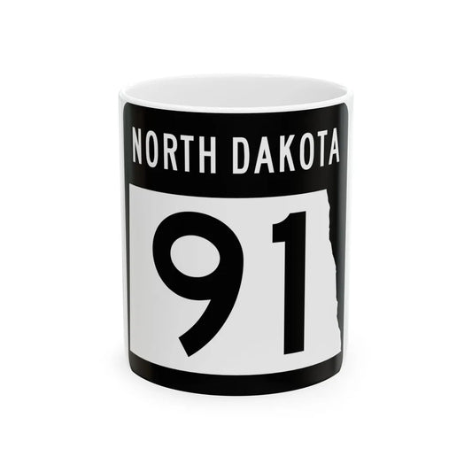 ND-91 2015 (North Dakota) (Road Sign) White Coffee Mug 11oz - Go Mug Yourself