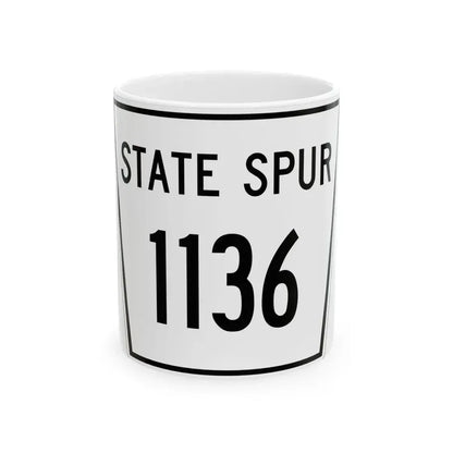 Nebraska State Spur 1136 (Nebraska) (Road Sign) White Coffee Mug 11oz - Go Mug Yourself