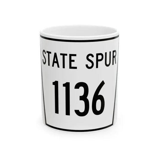 Nebraska State Spur 1136 (Nebraska) (Road Sign) White Coffee Mug 11oz - Go Mug Yourself