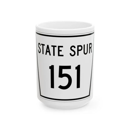 Nebraska State Spur 151 (Nebraska) (Road Sign) White Coffee Mug 15oz - Go Mug Yourself