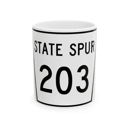 Nebraska State Spur 203 (Nebraska) (Road Sign) White Coffee Mug 11oz - Go Mug Yourself