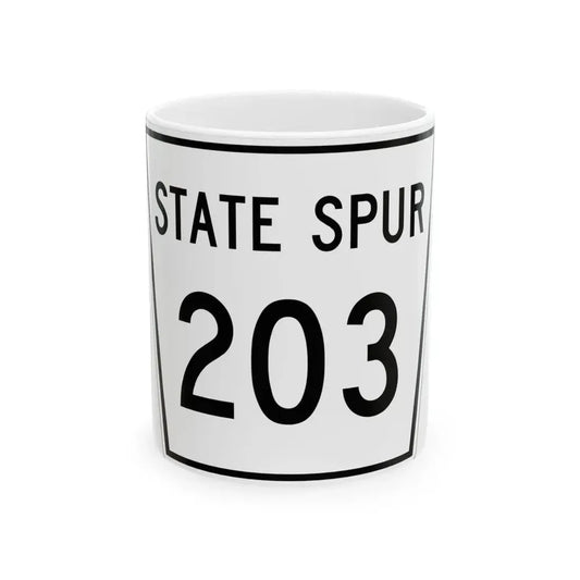 Nebraska State Spur 203 (Nebraska) (Road Sign) White Coffee Mug 11oz - Go Mug Yourself