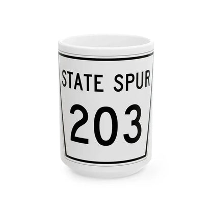 Nebraska State Spur 203 (Nebraska) (Road Sign) White Coffee Mug 15oz - Go Mug Yourself