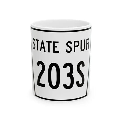 Nebraska State Spur 203S (Nebraska) (Road Sign) White Coffee Mug 11oz - Go Mug Yourself