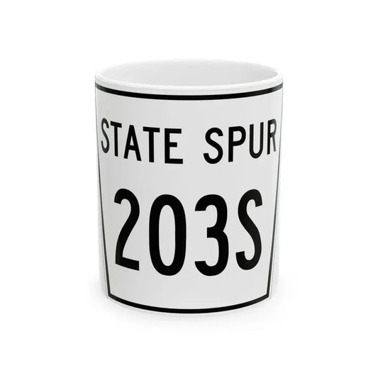 Nebraska State Spur 203S (Nebraska) (Road Sign) White Coffee Mug 11oz - Go Mug Yourself