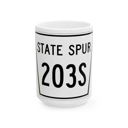 Nebraska State Spur 203S (Nebraska) (Road Sign) White Coffee Mug 15oz - Go Mug Yourself