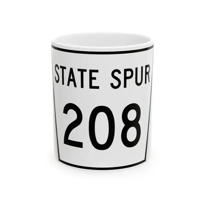 Nebraska State Spur 208 (Nebraska) (Road Sign) White Coffee Mug 11oz - Go Mug Yourself