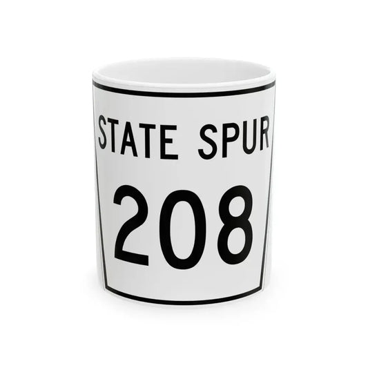 Nebraska State Spur 208 (Nebraska) (Road Sign) White Coffee Mug 11oz - Go Mug Yourself